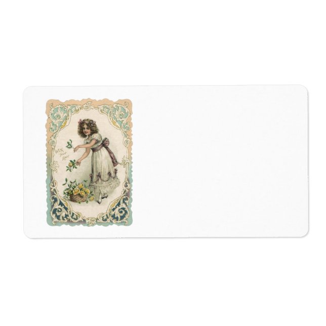 Vintage Valentine's Day, Victorian Girl with Roses (Front)