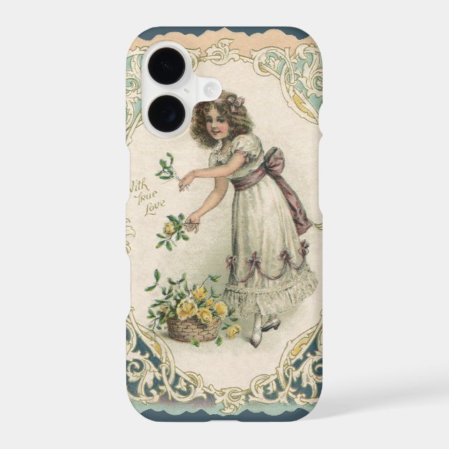 Vintage Valentine's Day, Victorian Girl with Roses (Back)