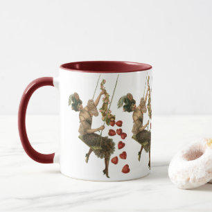 Vintage Valentine's Day, Victorian Lady on a Swing Mug