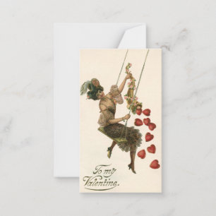 Vintage Valentine's Day, Victorian Lady on a Swing Note Card