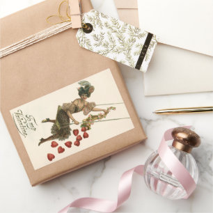 Vintage Valentine's Day, Victorian Lady on a Swing Sticker