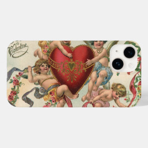 Vintage Valentines, Victorian Angels Cherubs Heart Case-Mate iPhone 14 Case