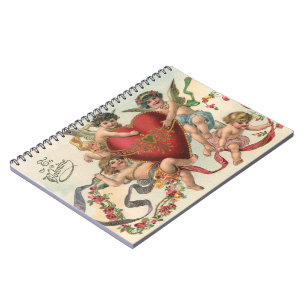Vintage Valentines, Victorian Angels Cherubs Heart Notebook