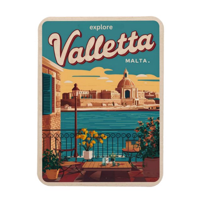 Vintage Valletta, Malta travel souvenirs and gifts Magnet (Vertical)