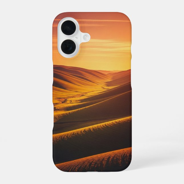 Vintage Valley Sunset Glow iPhone 16 Case (Back)
