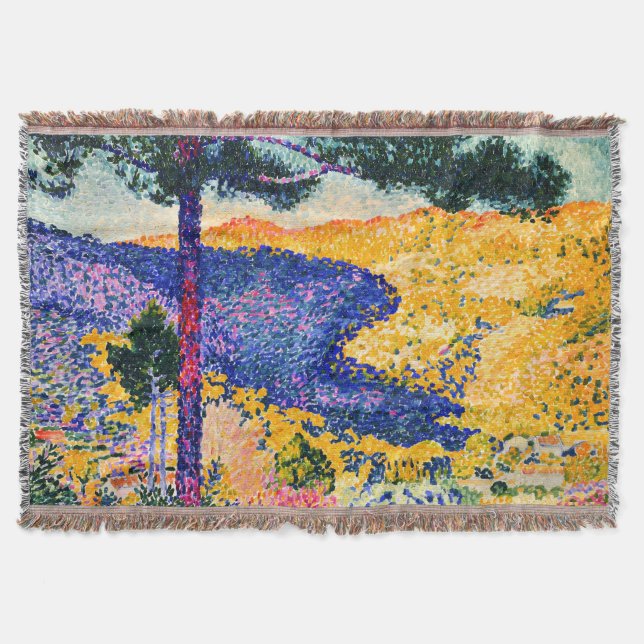 Vintage Valley with Fir painting Throw Blanket (Front)