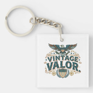 Vintage Valour Retro Patriotic T-Shirt Keychain