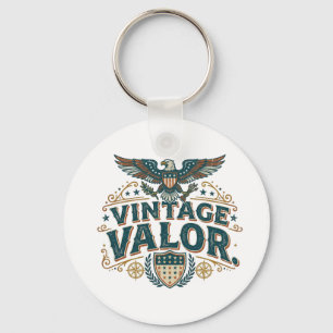 Vintage Valour Retro Patriotic T-Shirt Keychain