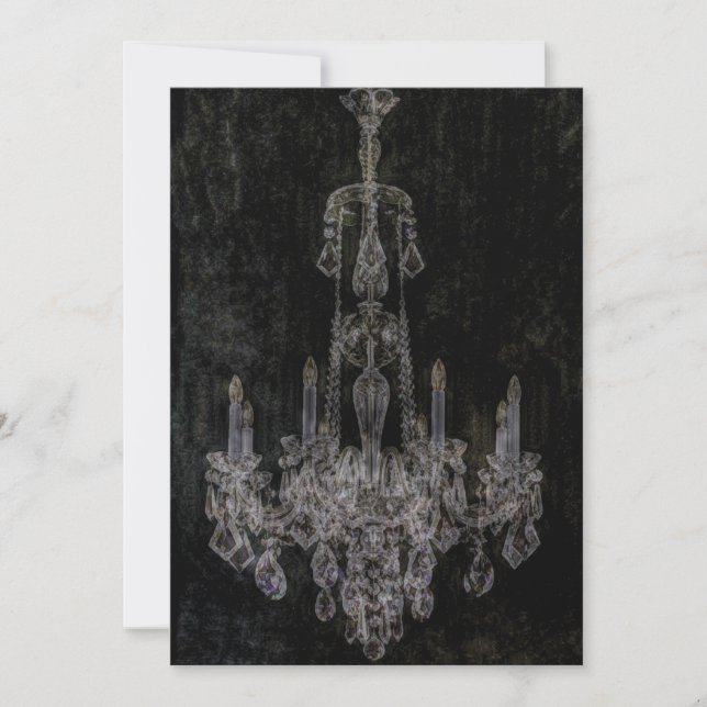 Vintage vampire gothic distressed chandelier invitation (Front)