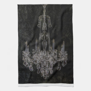 Vintage vampire gothic distressed chandelier kitchen towel