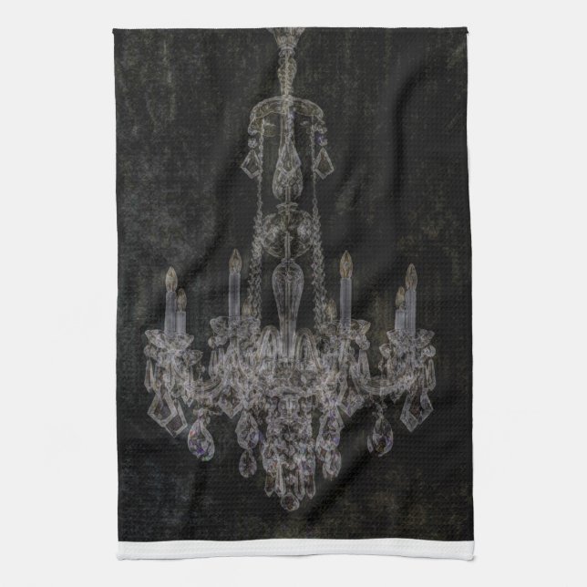 Vintage vampire gothic distressed chandelier kitchen towel (Vertical)