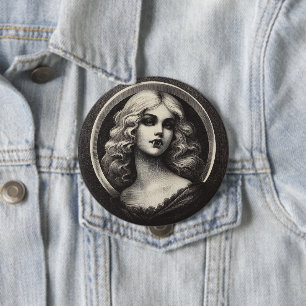 Vintage Vampire Gothic Horror Spooky 4 Inch Round Button