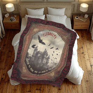 Vintage Vampire Gothic Romantic Dracula Kissing Fleece Blanket