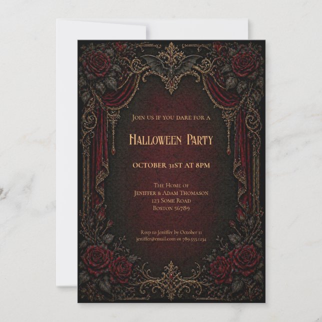 Vintage Vampire Halloween Party invitation (Front)