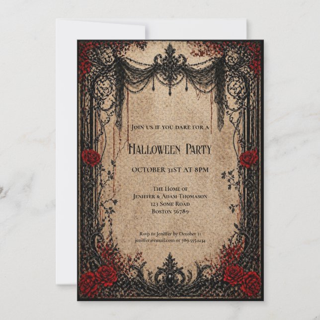 Vintage Vampire Halloween Party invitation (Front)