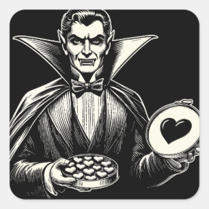 Vintage Vampire Valentine's Day Goth Horror  Square Sticker