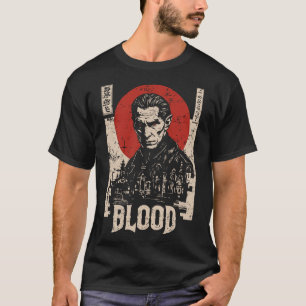 Vintage Vampire with Red Moon   Classic Horror T-Shirt
