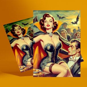 Vintage Vampire Woman Postcard