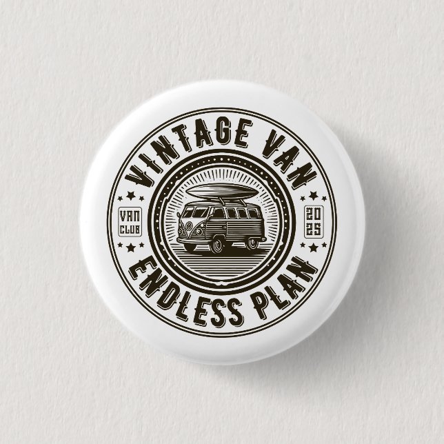 Vintage Van Endless Plan 1 Inch Round Button (Front)