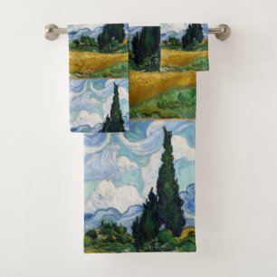 Vintage Van Gogh Champ de blé avec Cyprès