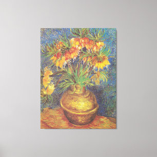 Vintage Van Gogh Fritillaries in a Copper Vase Canvas Print