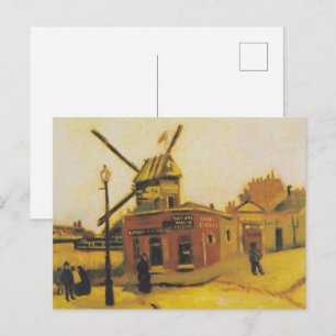 Vintage Van Gogh Paris Windmill Painting Postcard