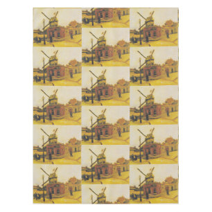 Vintage Van Gogh Paris Windmill Painting Tablecloth