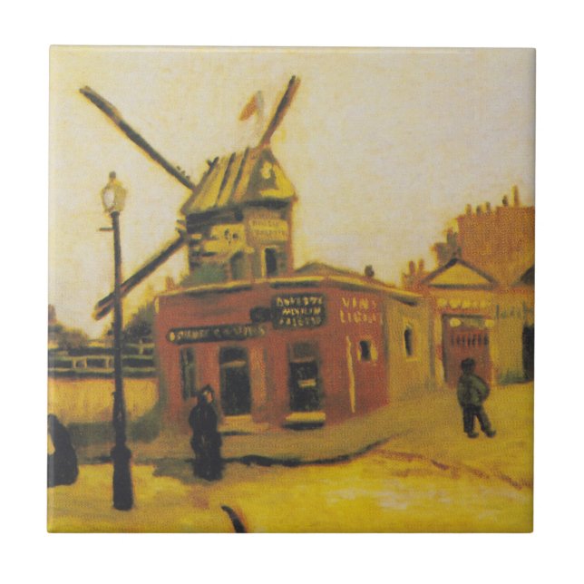 Vintage Van Gogh Paris Windmill Painting Tile (Front)