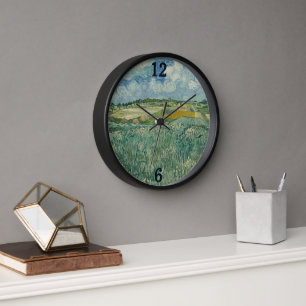 Vintage Van Gogh Plain at Auvers With Rain Clouds Clock