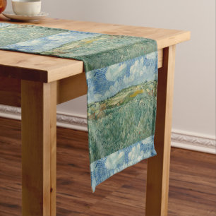 Vintage Van Gogh Plain at Auvers With Rain Clouds Short Table Runner