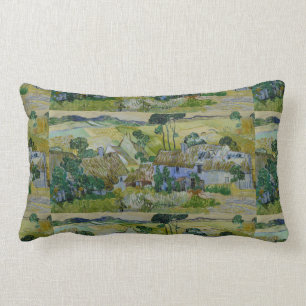 Vintage Van Gogh Thatched Cottages By A Hill Lumbar Pillow