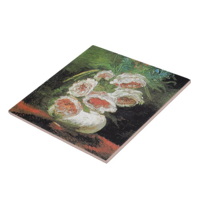 Vintage Van Gogh Vase of Peonies      Tile (Side)