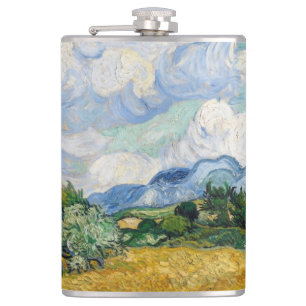 Vintage Van Gogh Wheat Field with Cypresses Hip Flask