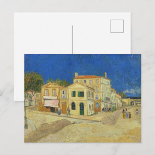 Vintage Van Gogh Yellow House Blue Sky Painting Postcard