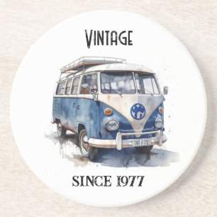 Vintage Van in Delft Blue customizable Coaster