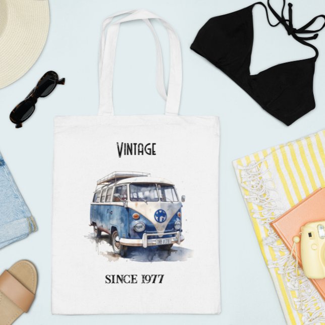 Vintage Van in Delft Blue customizable Tote Bag (Creator Uploaded)