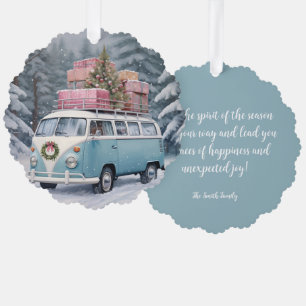 Vintage Vanagon Holiday Trip Ornament Card