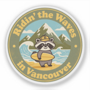 Vintage Vancouver Raccoon Surfer