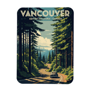Vintage Vancouver Skyline Canada Travel Magnet