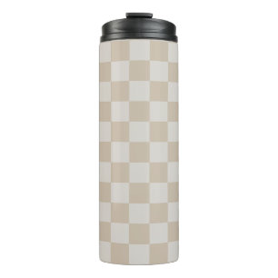 Vintage Vanilla White coffee cream chequered chess Thermal Tumbler