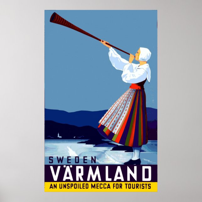 Vintage Varmland Sweden Travel Poster (Front)
