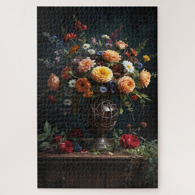 Vintage Vase of Flowers Jigsaw Puzzle (Vertical)