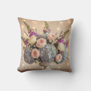 Vintage Vase Summer Bloom Throw Pillow