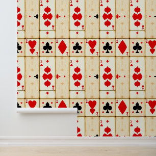 Vintage Vegas: Rustic Playing Card Pattern Wallpaper