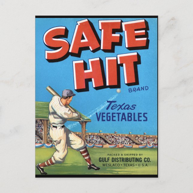 Vintage Vegetable Advertisement Safe Hit Postcard (Front)