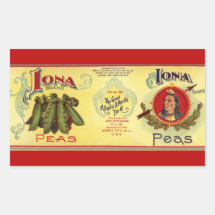 Vintage Vegetable Can Label Art, Iona Brand Peas