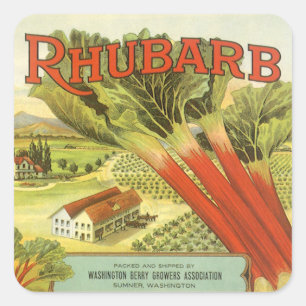 Vintage Vegetable Can Label Art, Rhubarb Farm