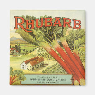 Vintage Vegetable Can Label Art, Rhubarb Farm Magnet