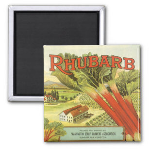 Vintage Vegetable Can Label Art, Rhubarb Farm Magnet