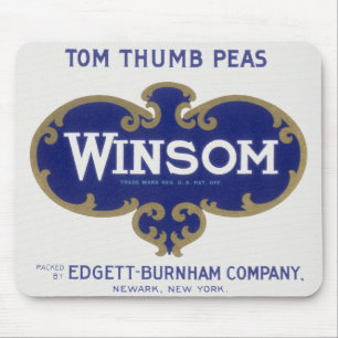 Vintage Vegetable Can Label Art, Winsom Peas Mouse Pad